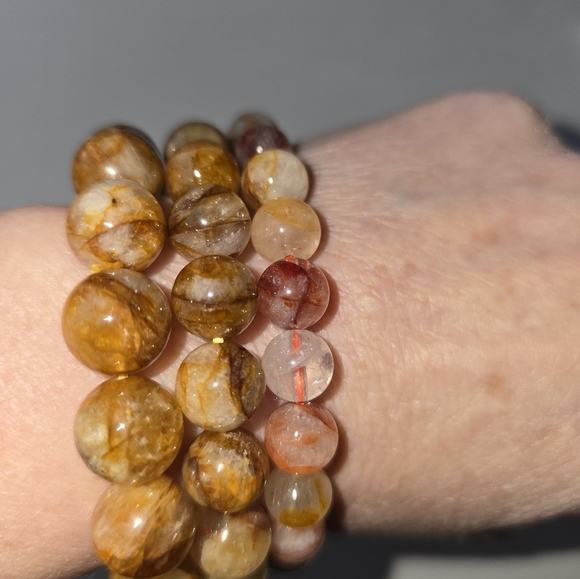 8mm Golden Healer Fire Quartz Mix Bracelet - Picture 8 of 9